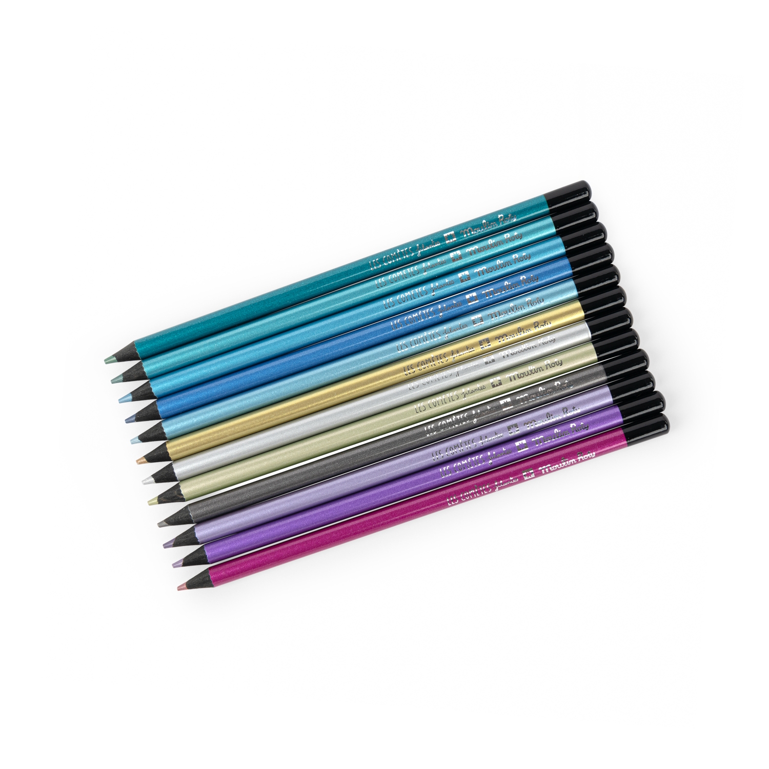 12 crayons de couleur metallises Les cometes filantes Moulin Roty