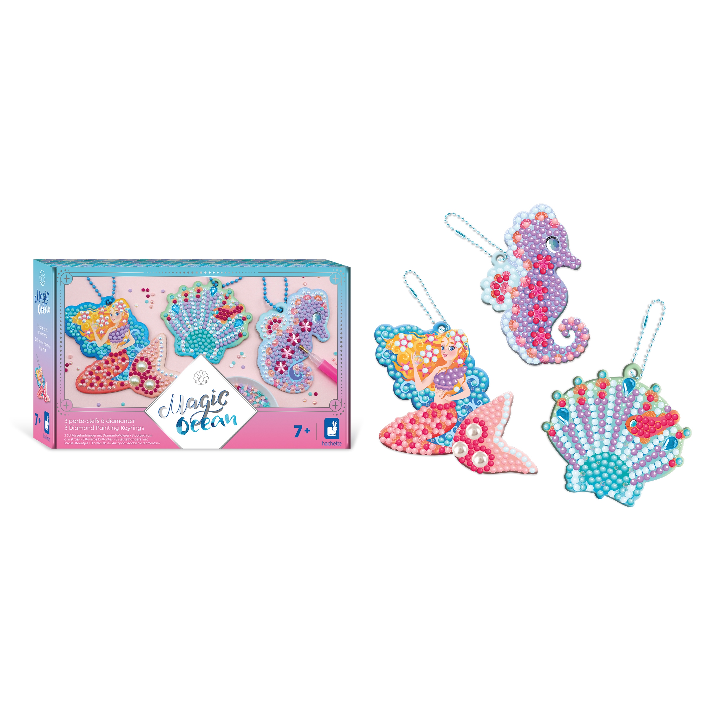 3 Porteclefs a diamanter Magic ocean Janod