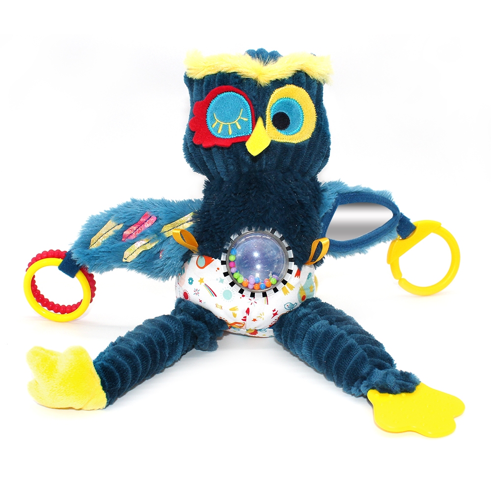 Peluche d'activités nomade Astros le hibou Les Déglingos