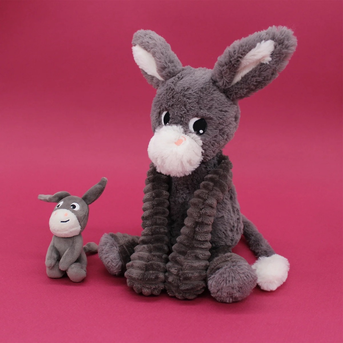 Peluche Ane maman/bébé gris Ptipotos Les Déglingos