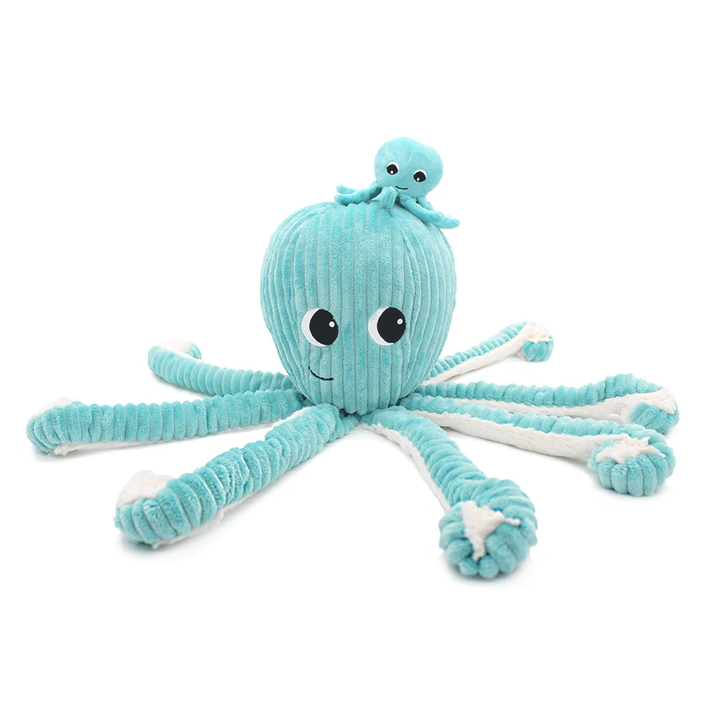 Peluche Pieuvre maman/bébé aqua Ptipotos Les Déglingos