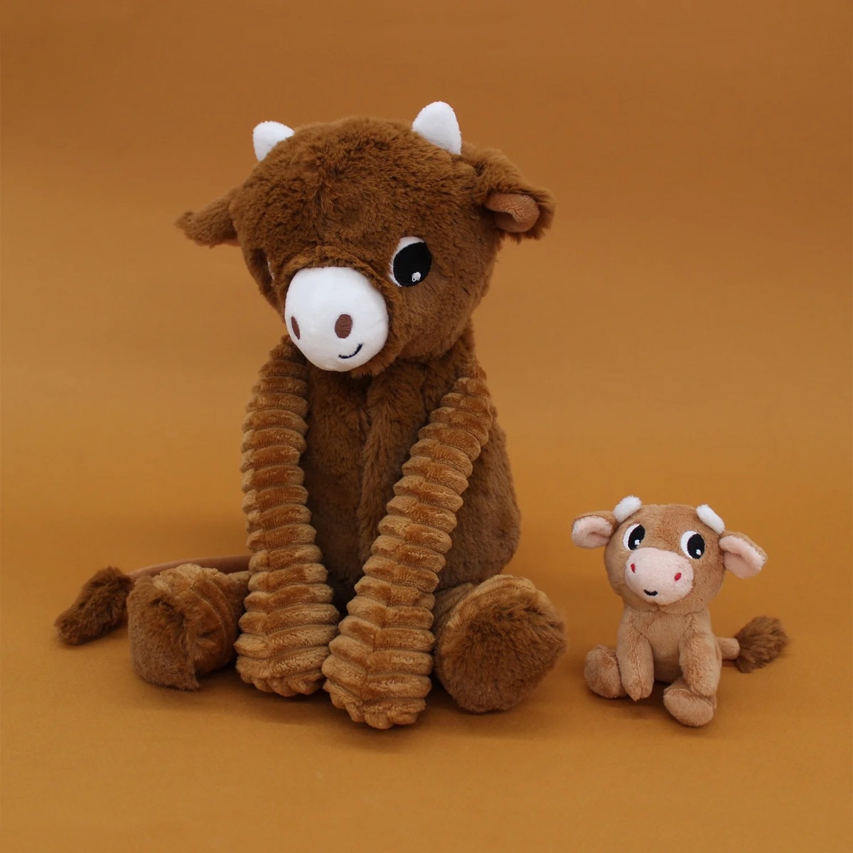 Peluche Vache maman/bébé cassonade Ptipotos Les Déglingos