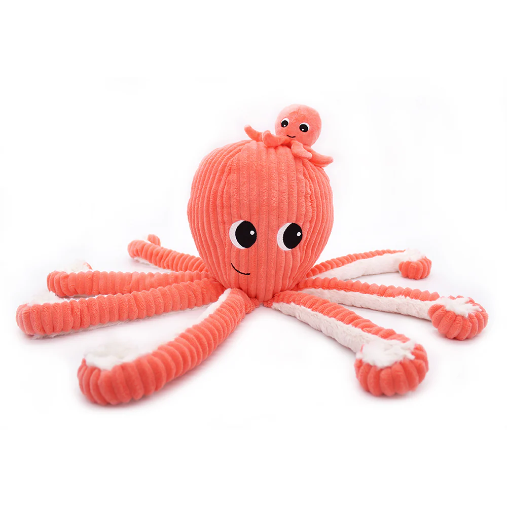 Peluche Pieuvre maman/bébé corail Ptipotos Les Déglingos