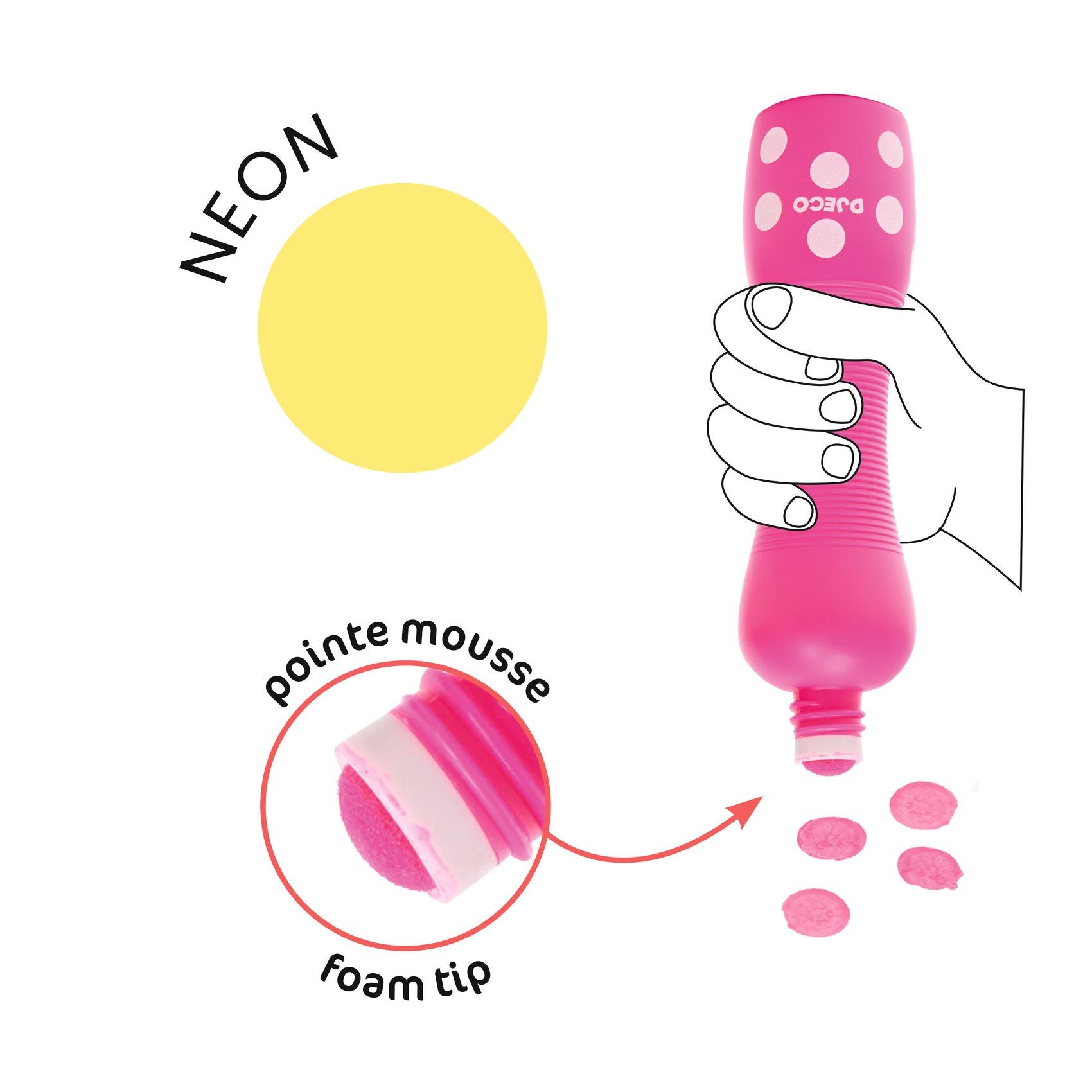 4 Feutres marqueurs mousse Neon Djeco