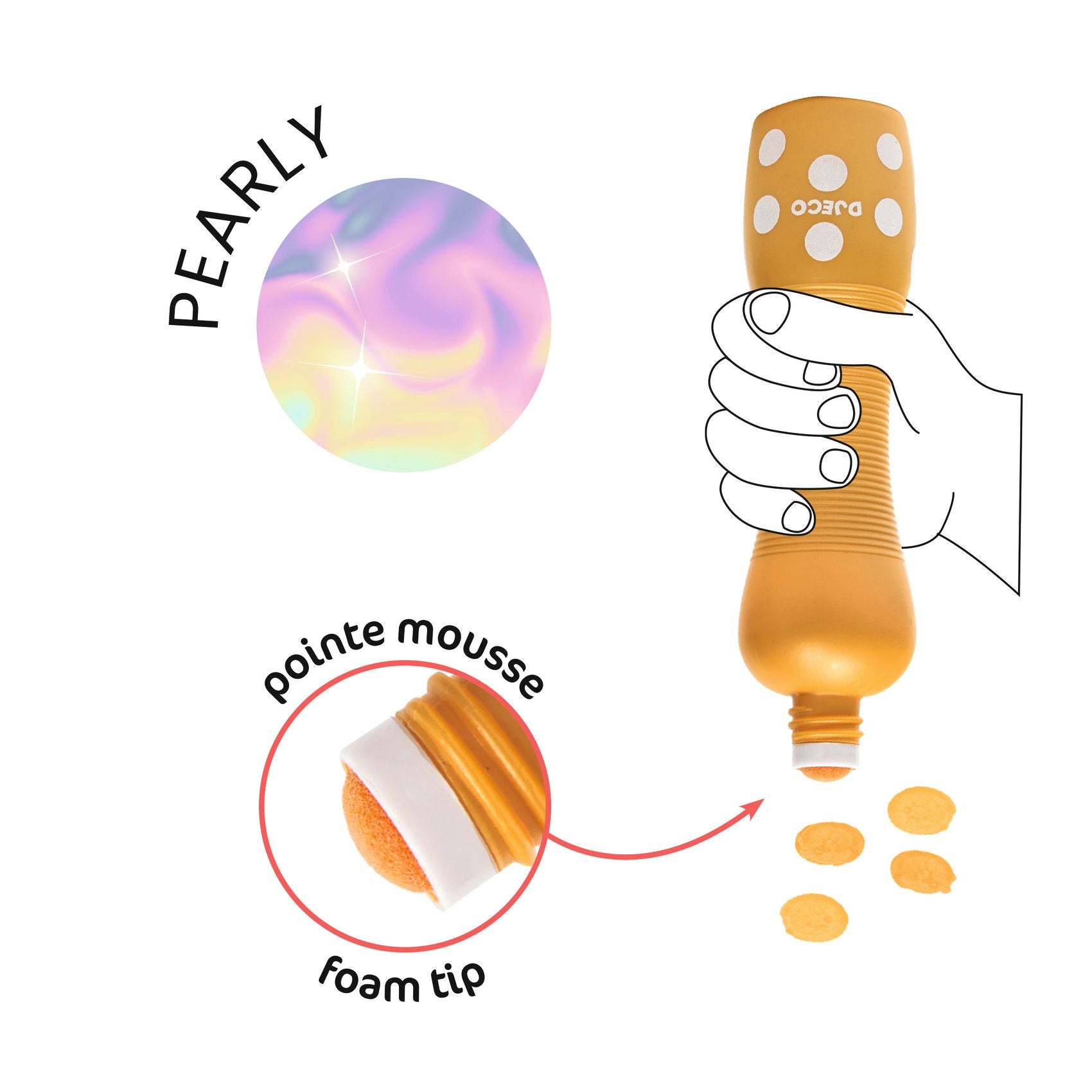 4 Feutres marqueurs mousse Pearly Djeco