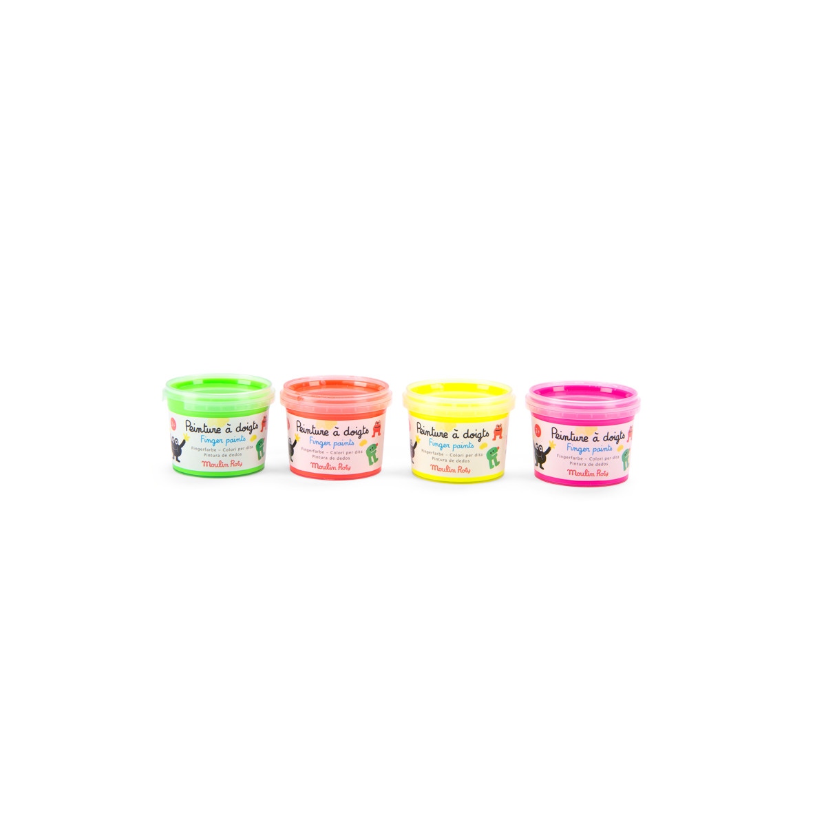 4 pots de peinture a doigts fluo Les Schmouks Moulin Roty