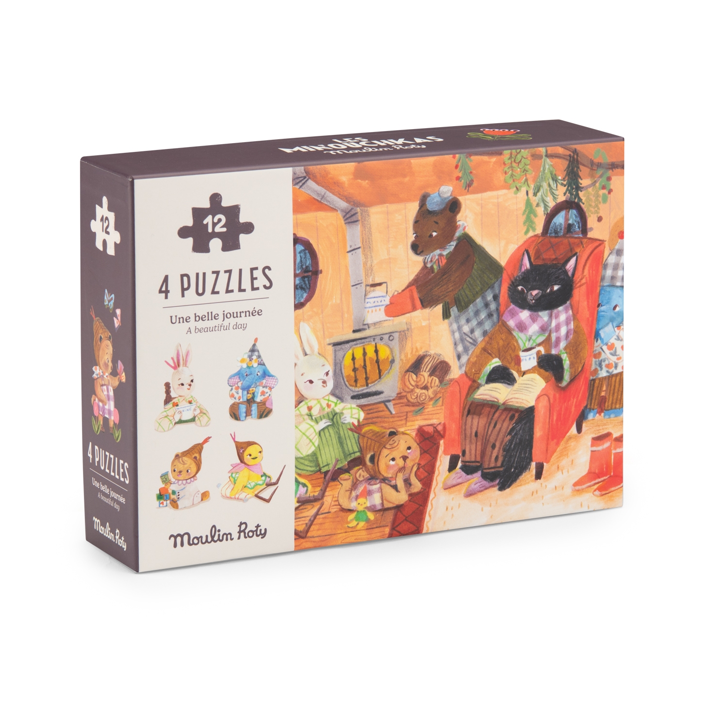4 puzzles 12 pcs Une belle journee Les Minouchkas Moulin Roty