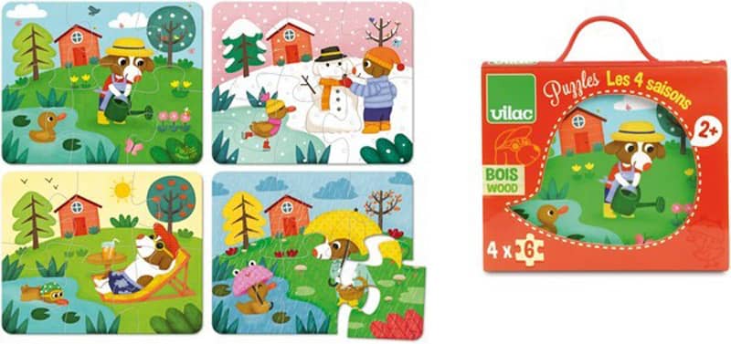 4 puzzles en bois 4 Saisons 6 pieces Vilac