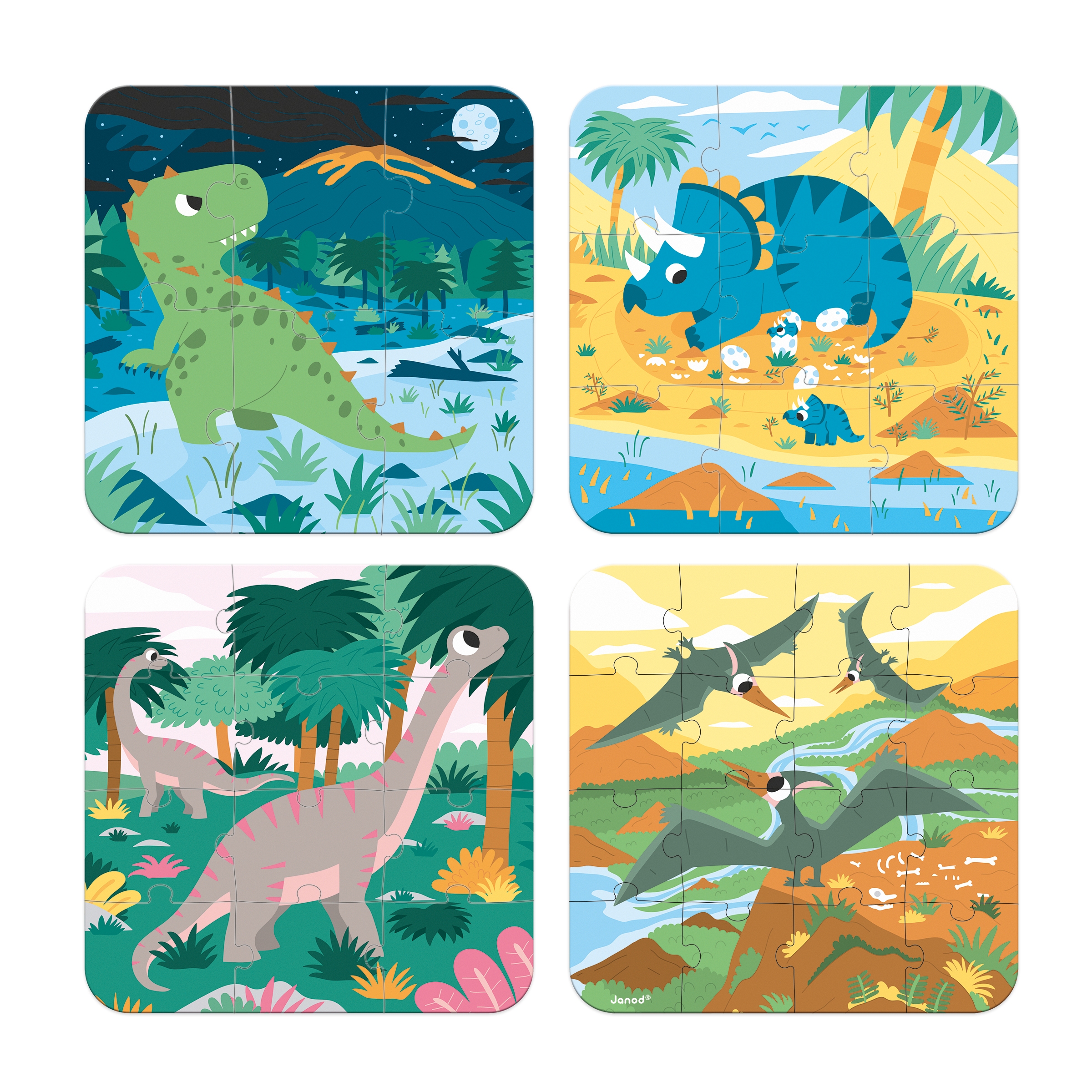 4 puzzles evolutifs les Dinosaures Janod