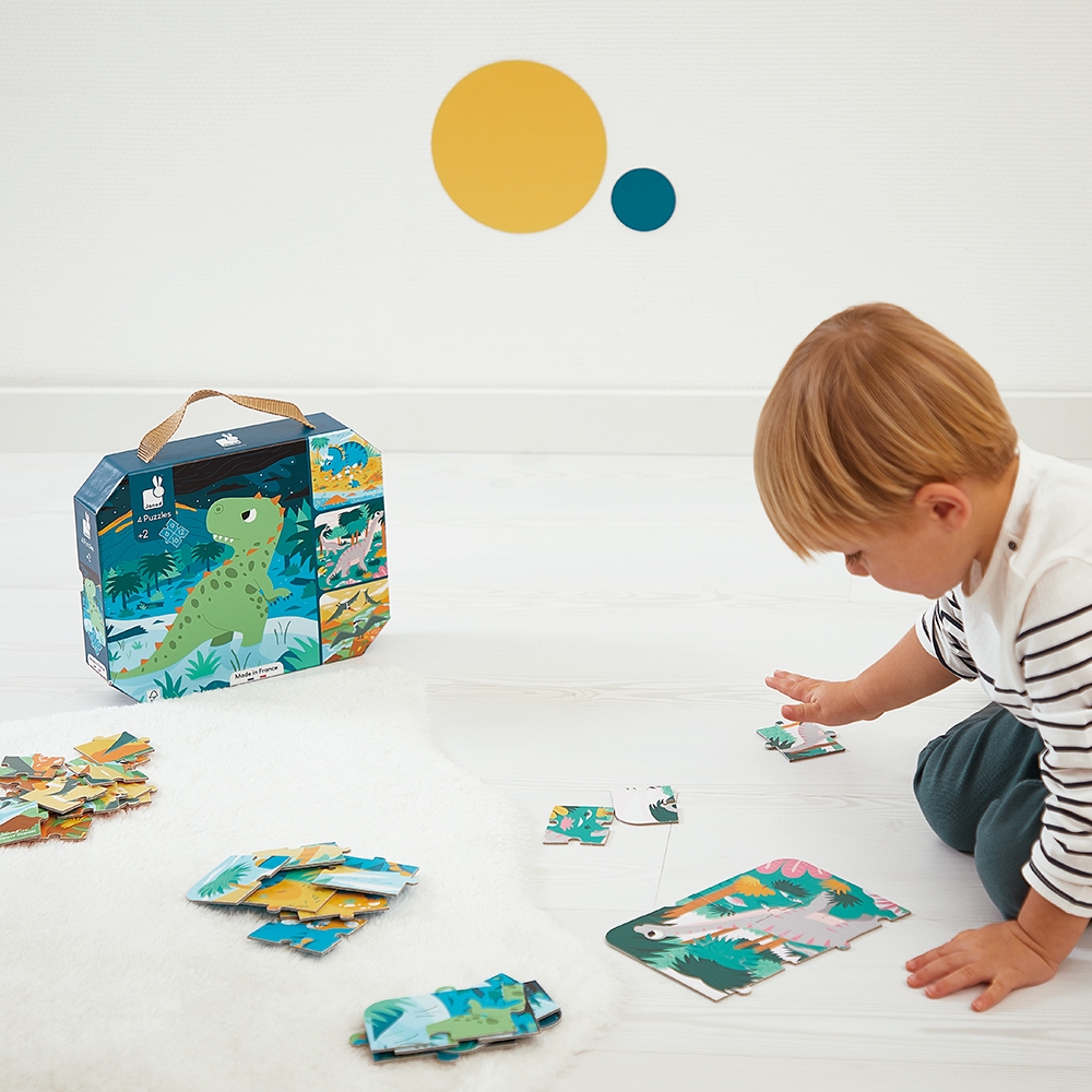 4 puzzles evolutifs les Dinosaures Janod