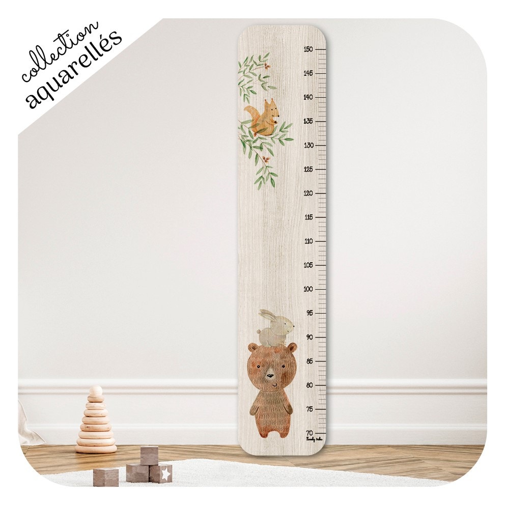 Toise aquarelle Les amis de la forÃªt ourson lapin Lovely Tribu