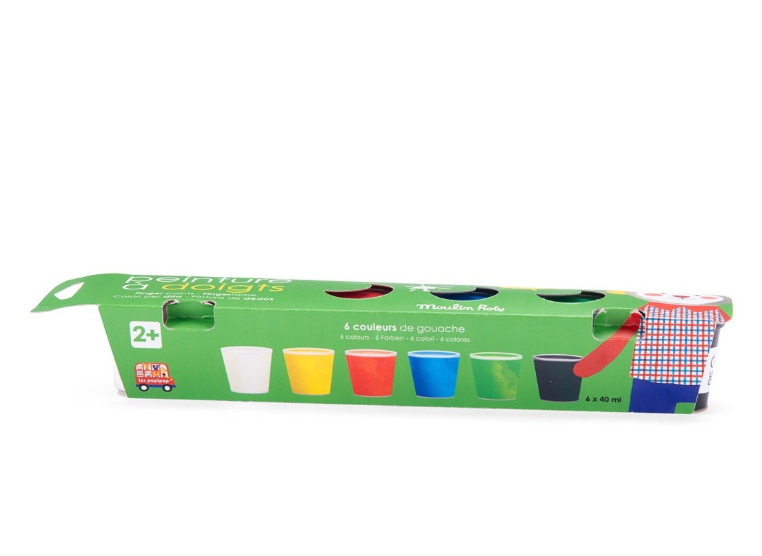 6 petits pots de peinture à doigts Les Popipop Moulin Roty