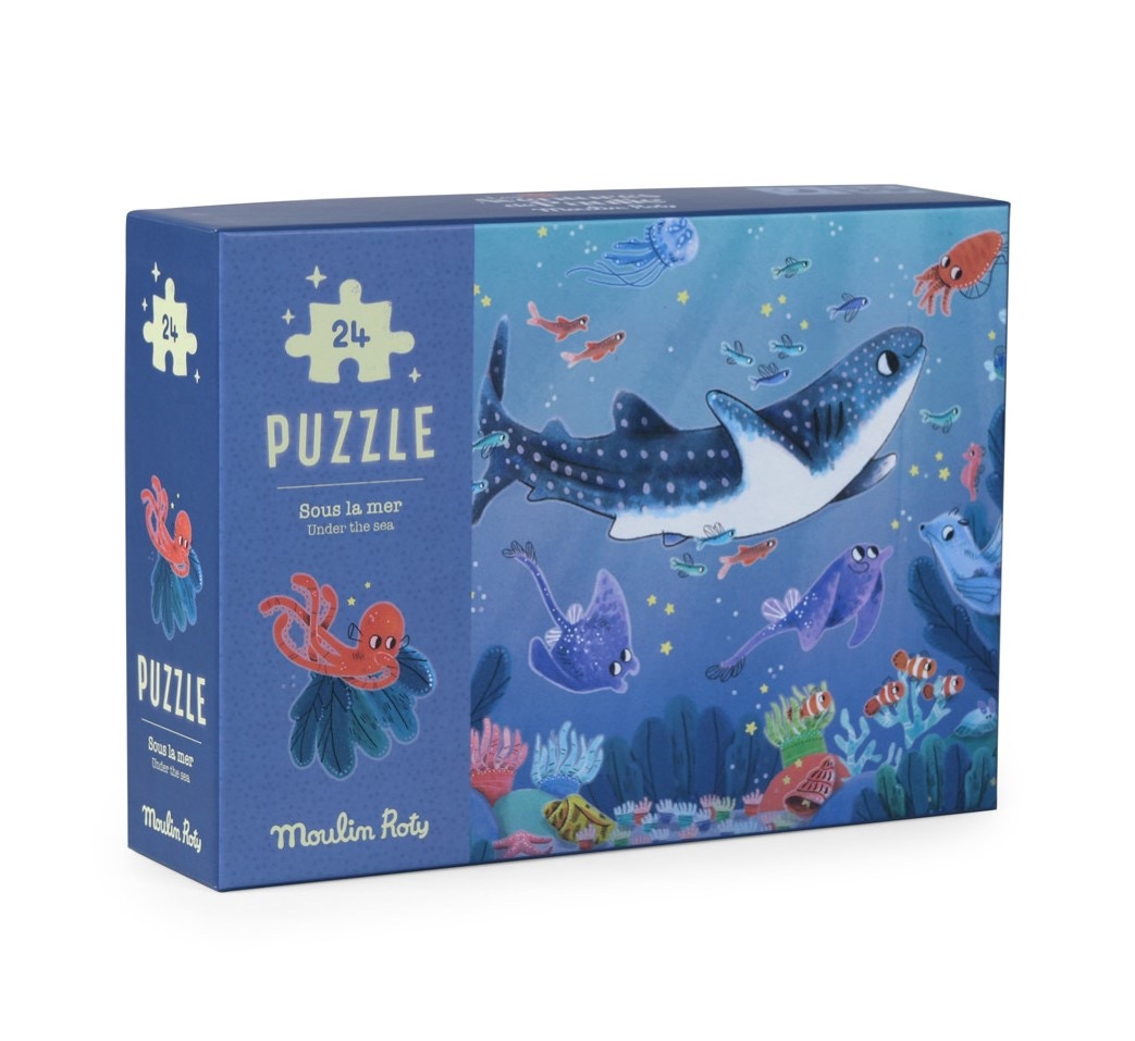 Puzzle phosphorescent Sous la mer 24 pcs Les aventures de Paulie Moulin Roty