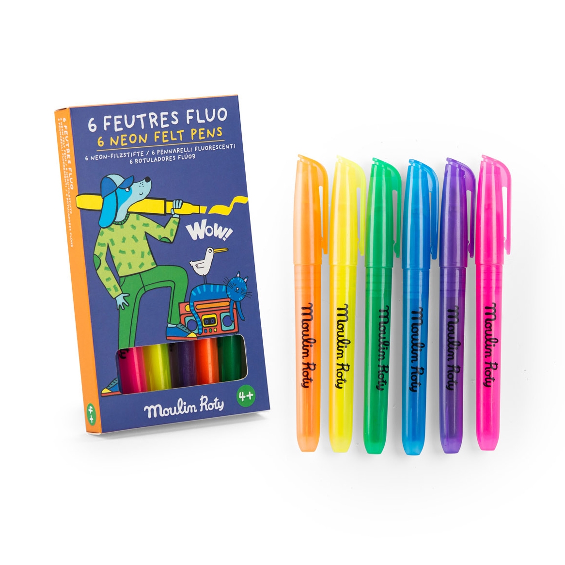 6 feutres fluo Les Loufoques Moulin Roty
