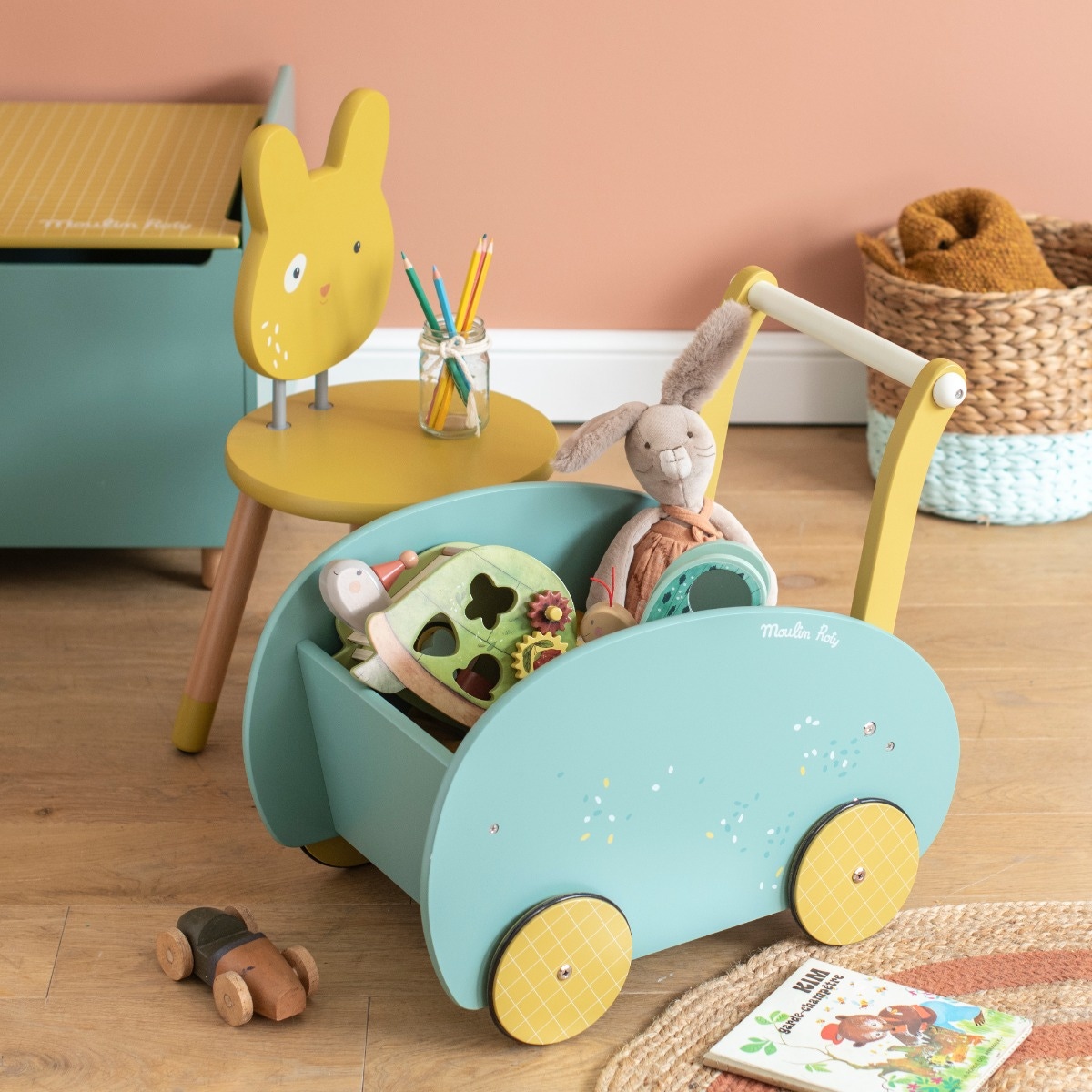 Chariot de marche Trois petits lapins Moulin Roty