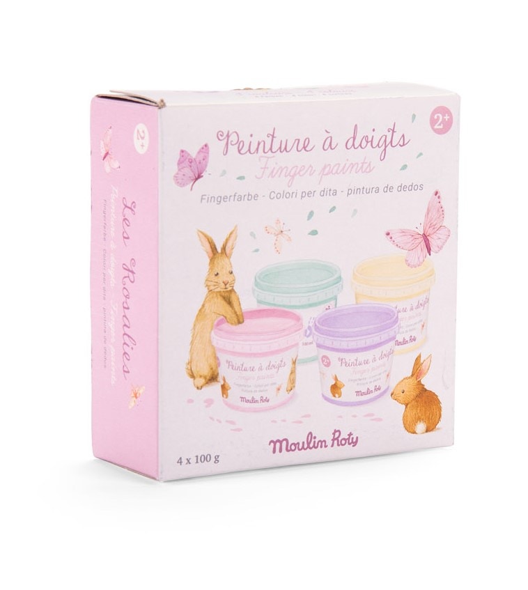 4 pots de peinture a doigts pastel Les Rosalies Moulin Roty
