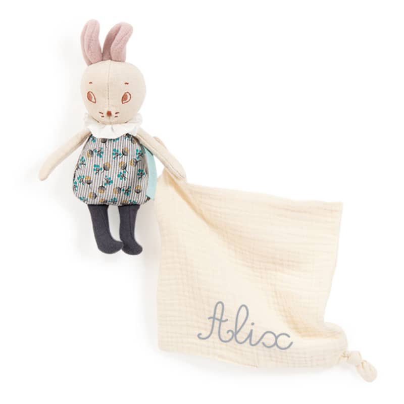 Doudou mouchoir a broder souris Apres la pluie Moulin Roty