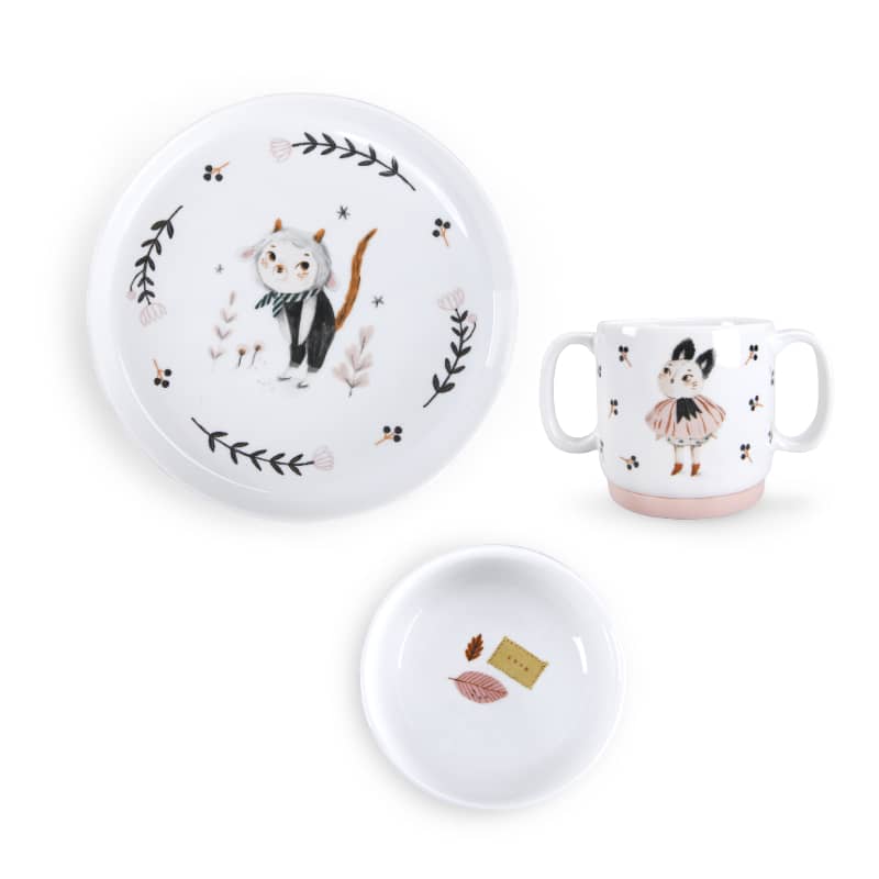 Set vaisselle bebe porcelaine Apres la pluie Moulin Roty