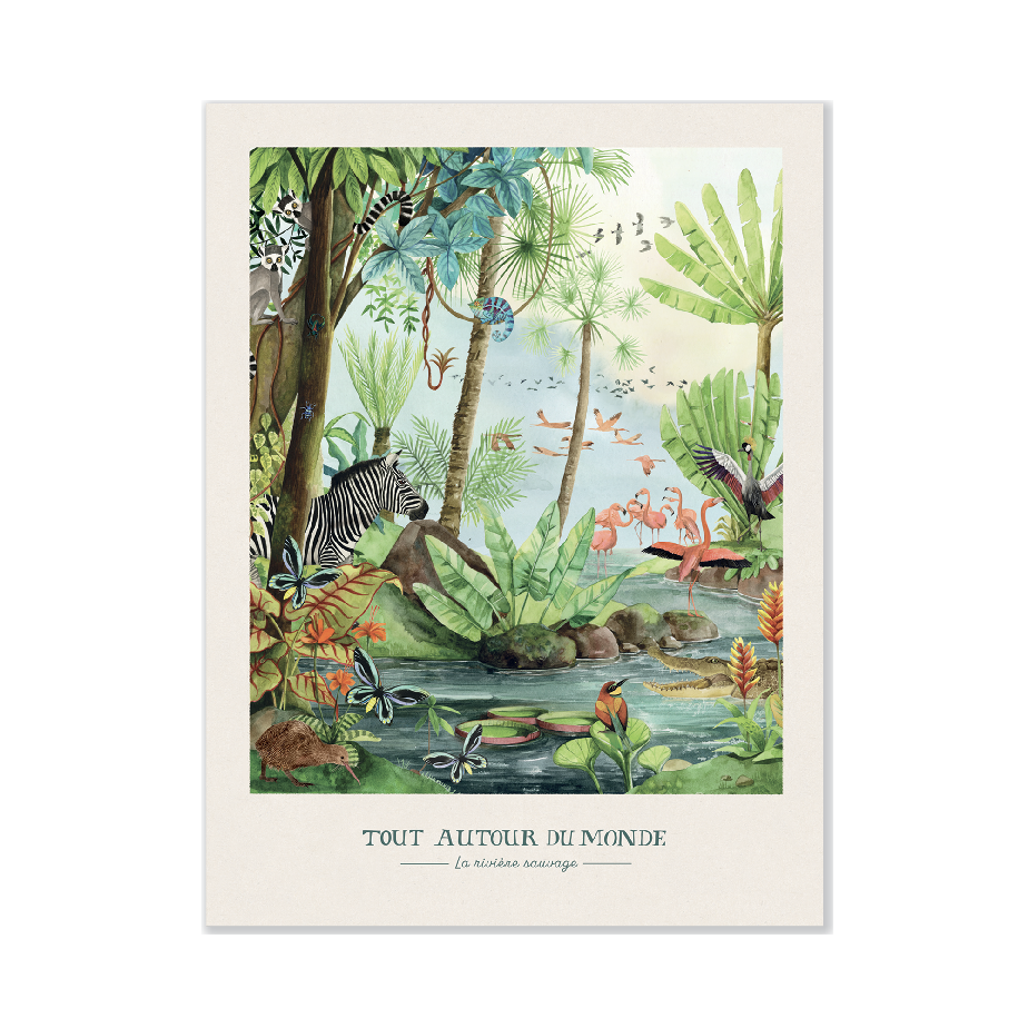 Affiche La Riviere sauvage 30x40cm Tout autour du monde Moulin Roty