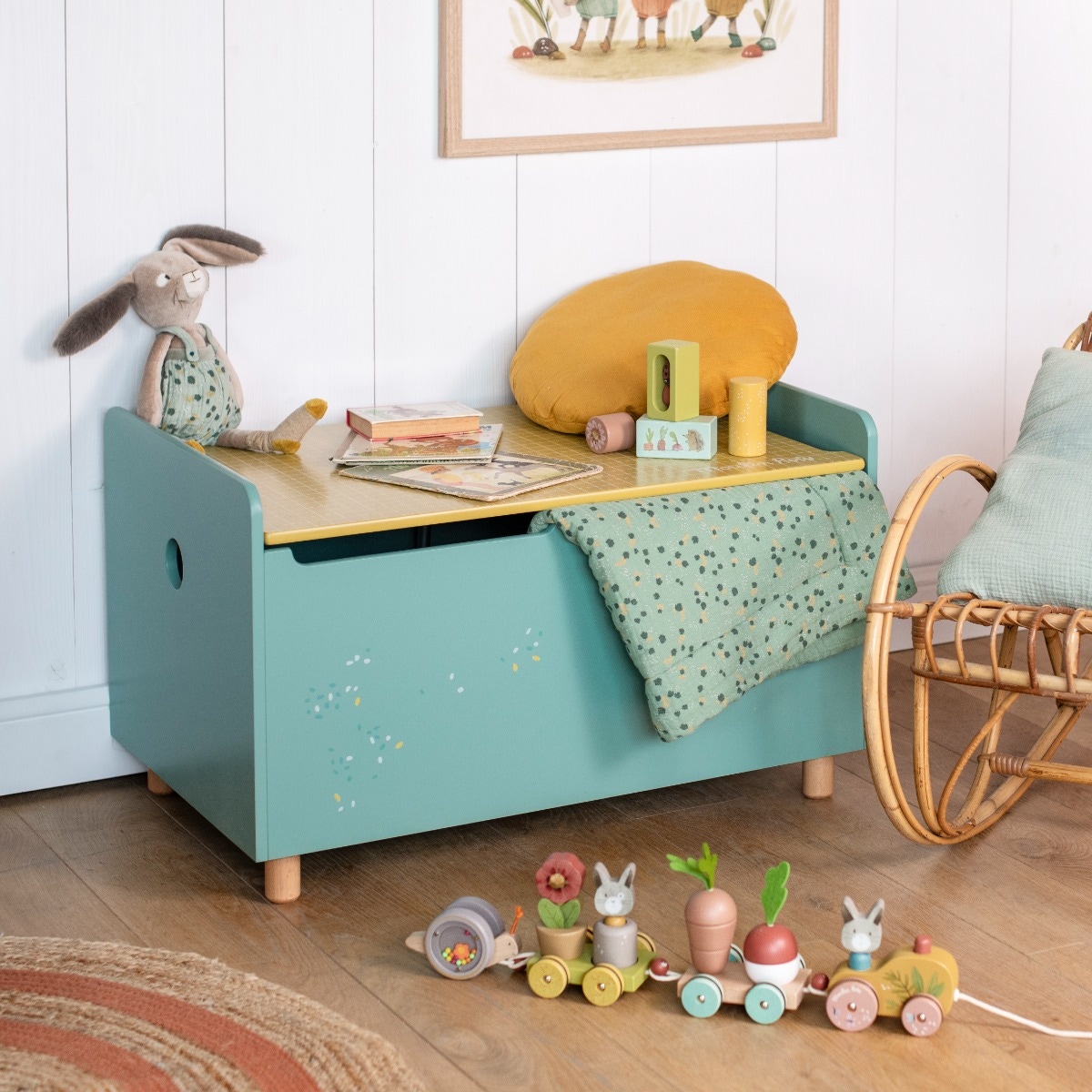 Coffre à jouets Trois petits lapins Moulin Roty