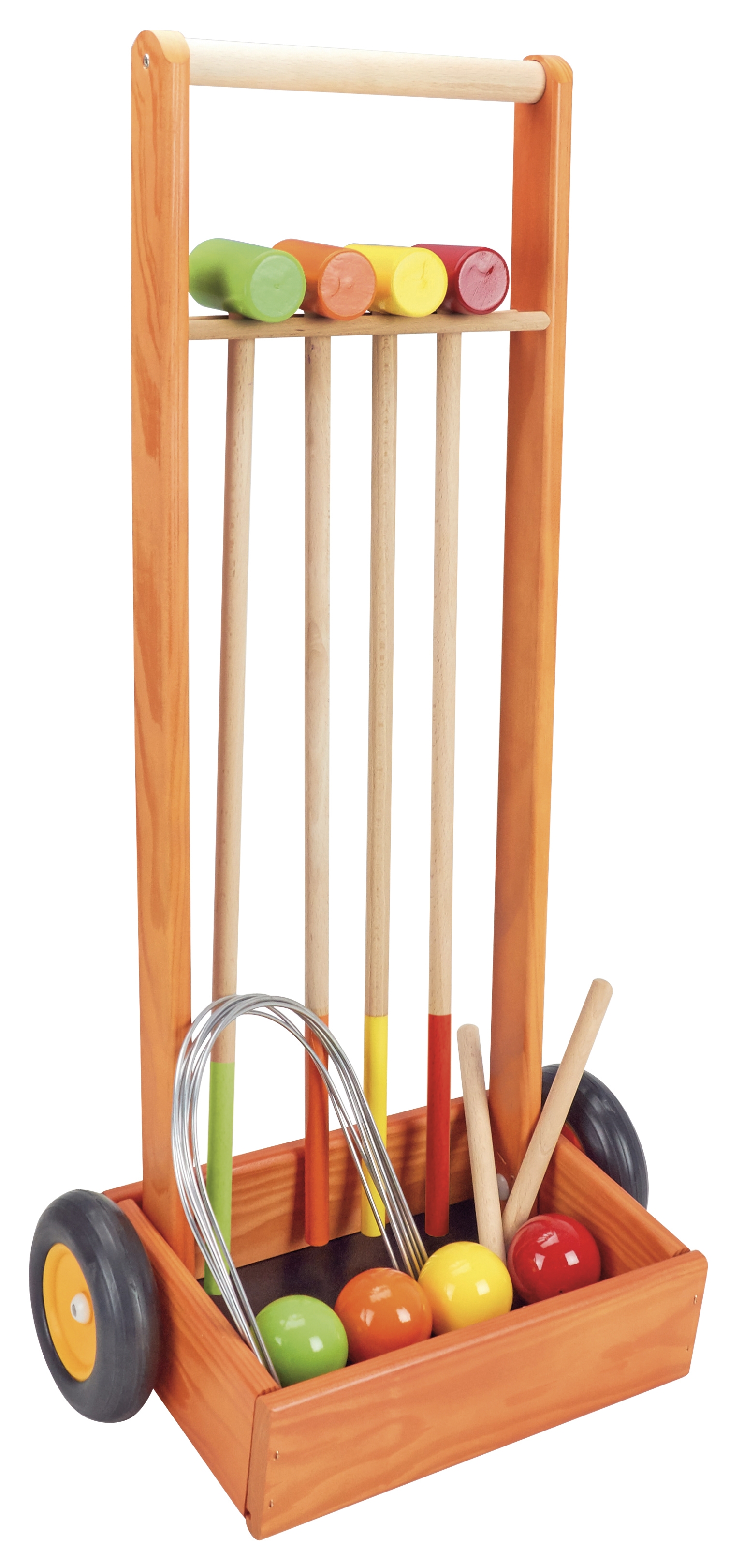 Croquet en bois 4 joueurs sur chariot Jeujura