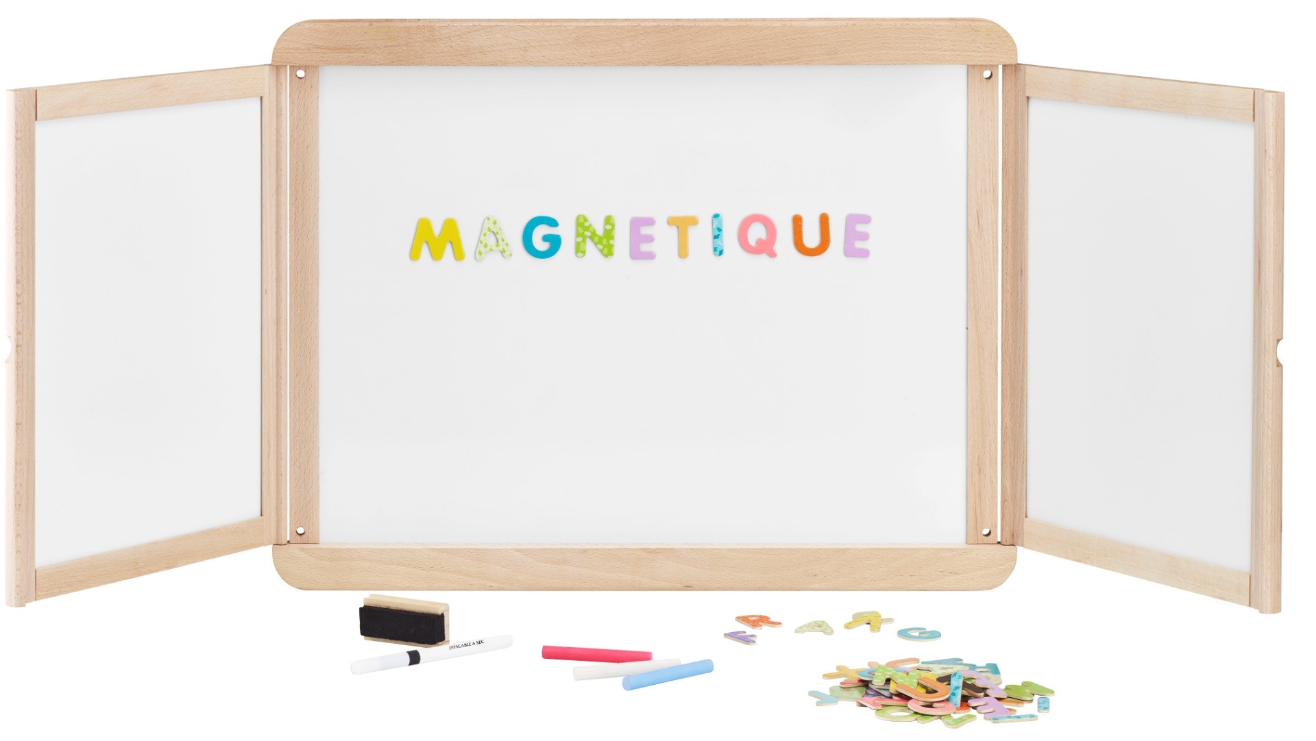 Tableau mural triptyque magnétique JEUJURA centrale magnétique 2 volets face et crai - vue 2