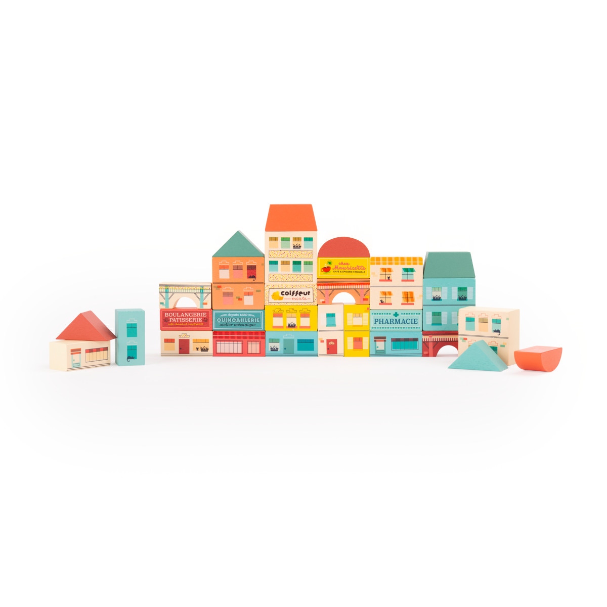 Blocs de construction village 34 pieces Avenue du Moulin Moulin Roty