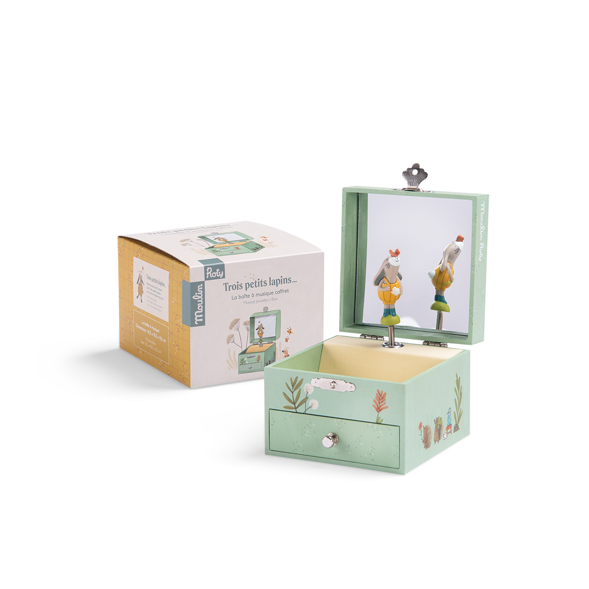 Boite a musique coffret Trois petits lapins