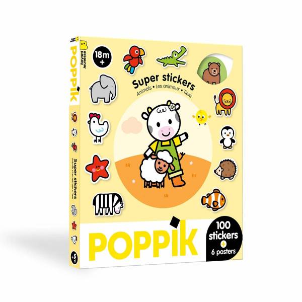 Boite de 100 stickers Les animaux Poppik