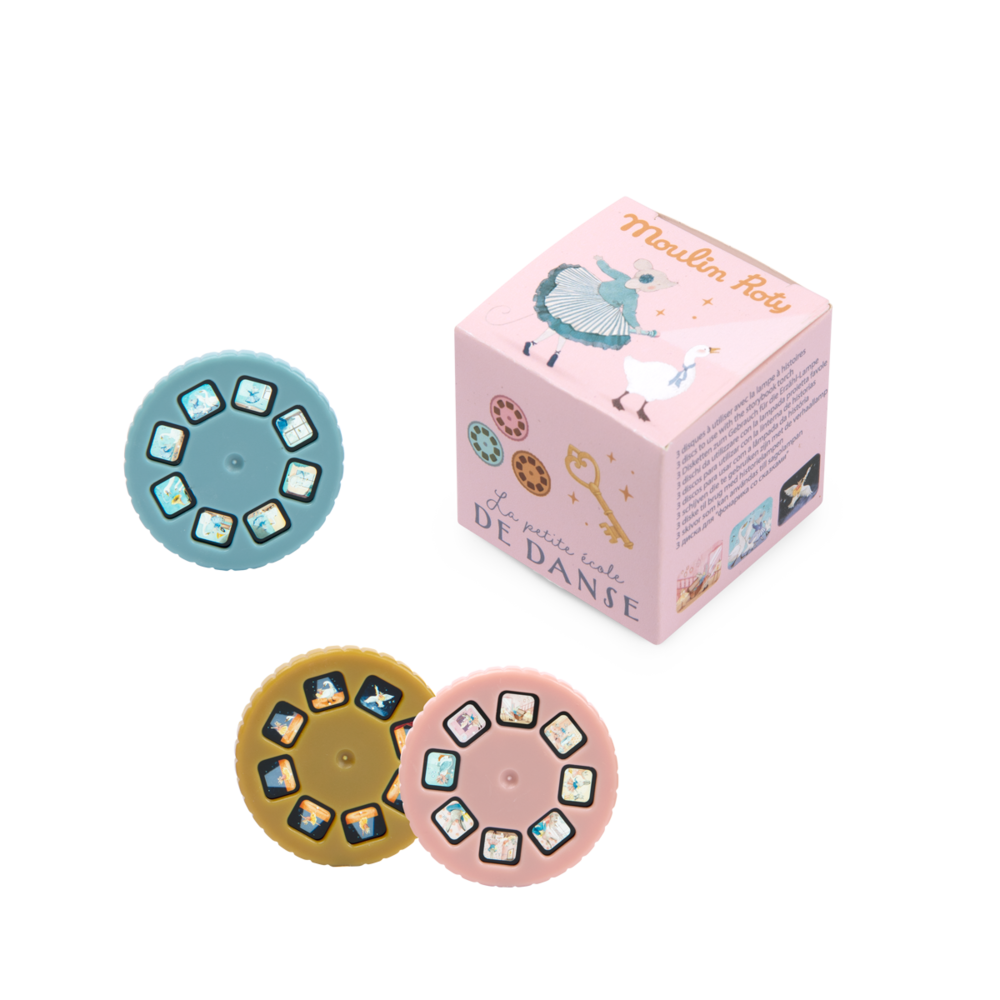 Boite de 3 disques pour lampe a histoires La petite ecole de danse Moulin Roty