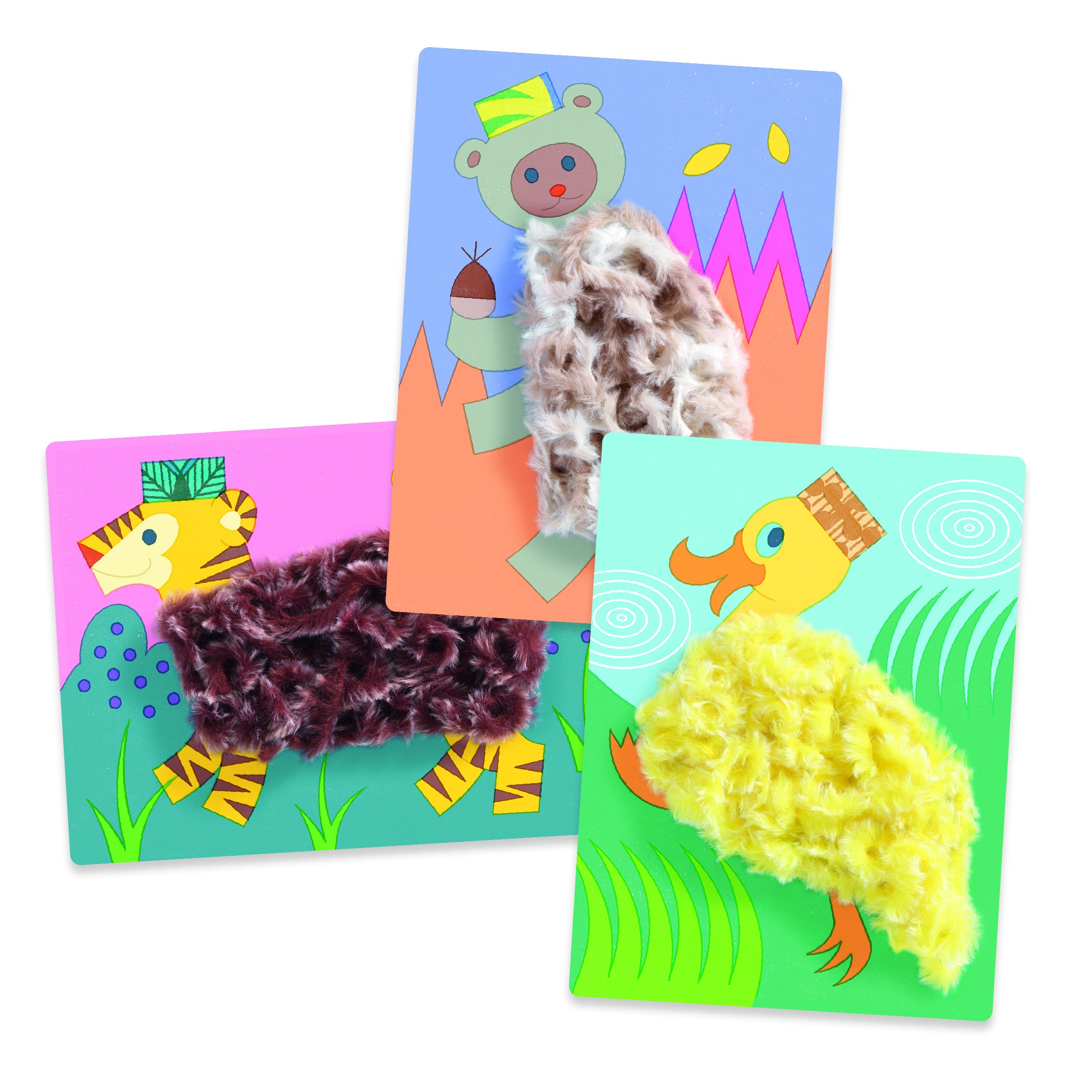 Collages laine et scratch avec un Chapeau Djeco