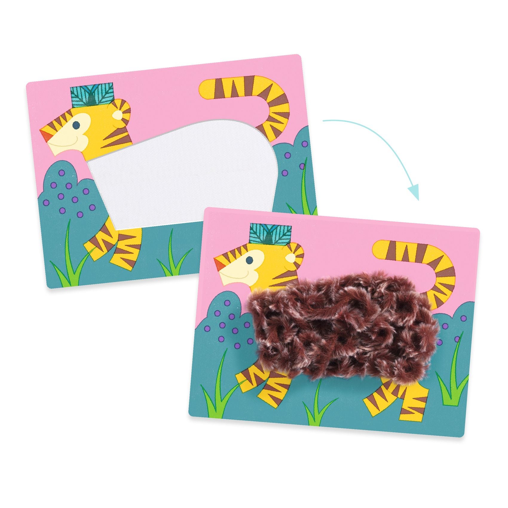 Collages laine et scratch avec un Chapeau Djeco