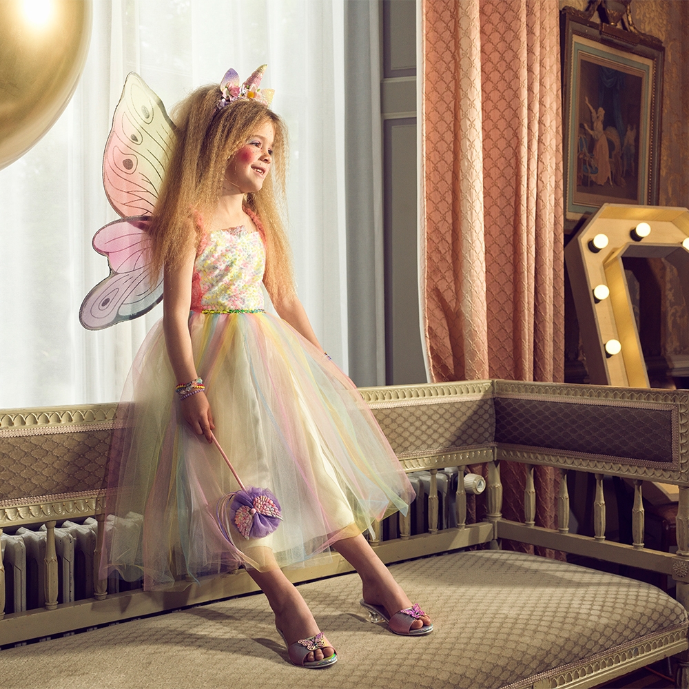 Deguisement robe rose avec ailes papillon Valerie 34 ans Souza 