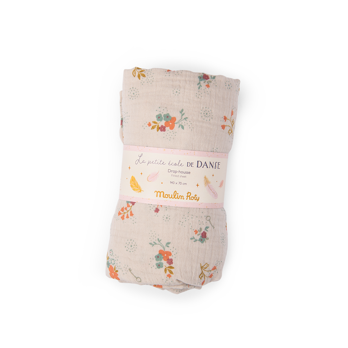 Drap housse fleurs lit bebe 70 x 140 cm La petite ecole de danse
