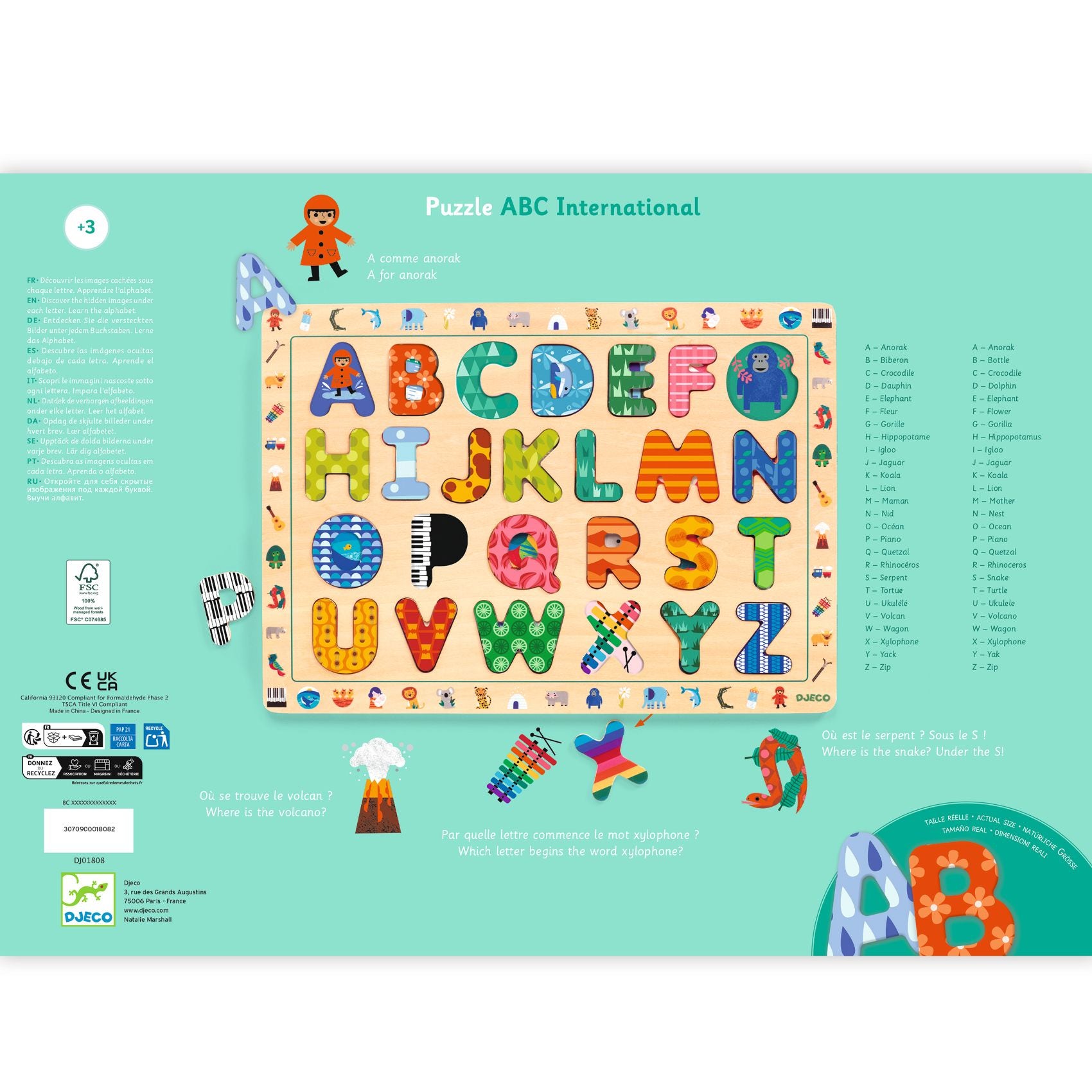 Encastrement puzzle ABC international Djeco