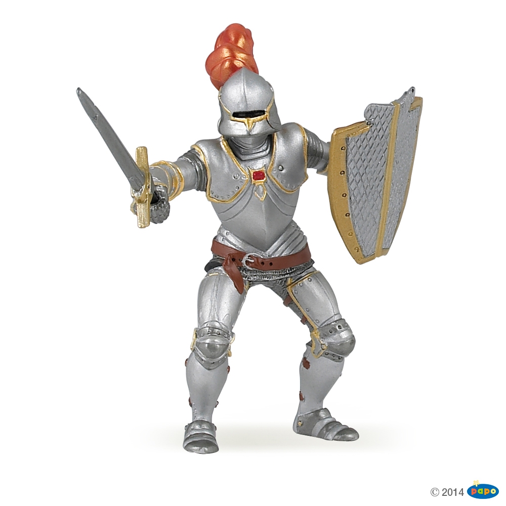Figurine Chevalier en armure au plumet rouge Papo