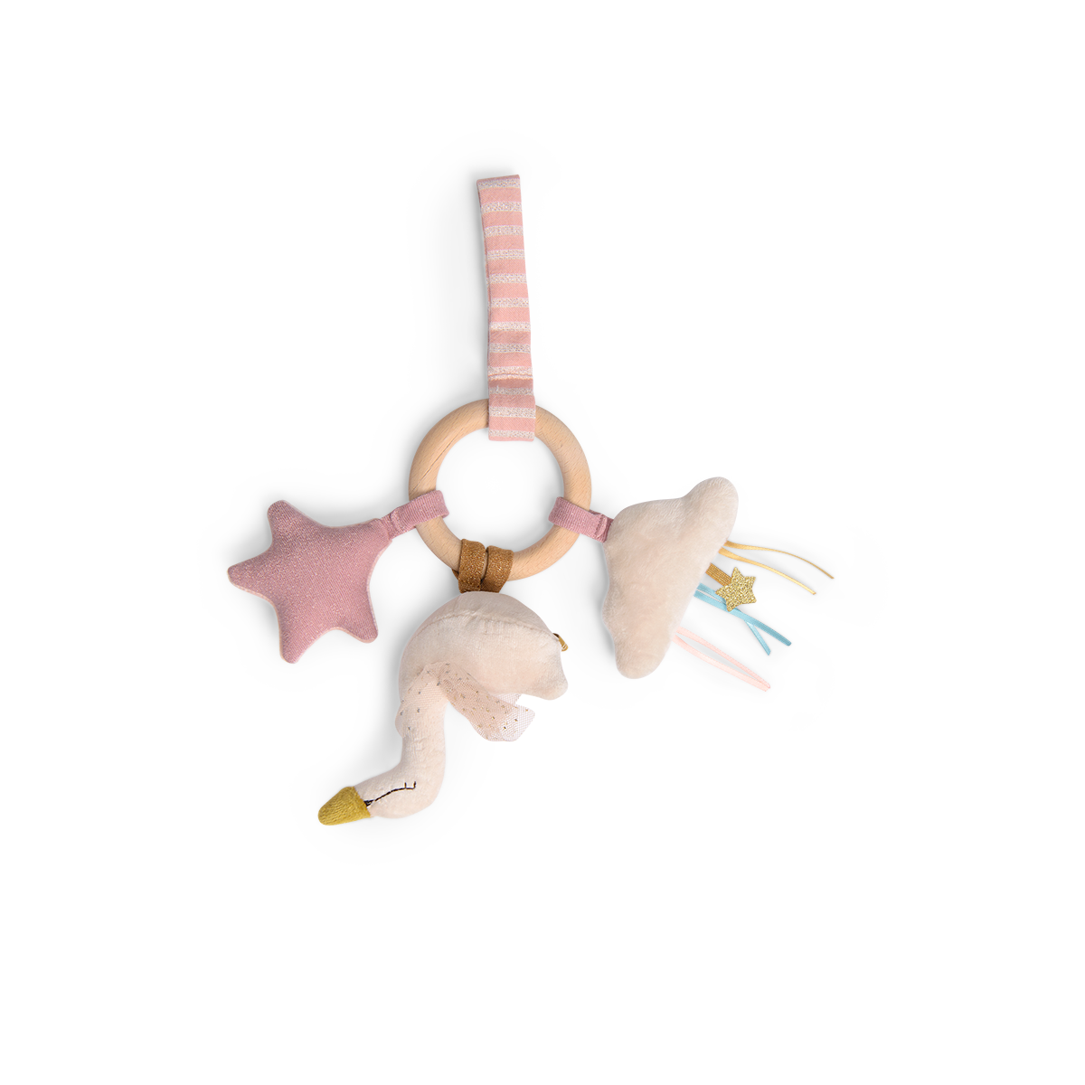 Hochet anneau bois Cygne La petite ecole de danse