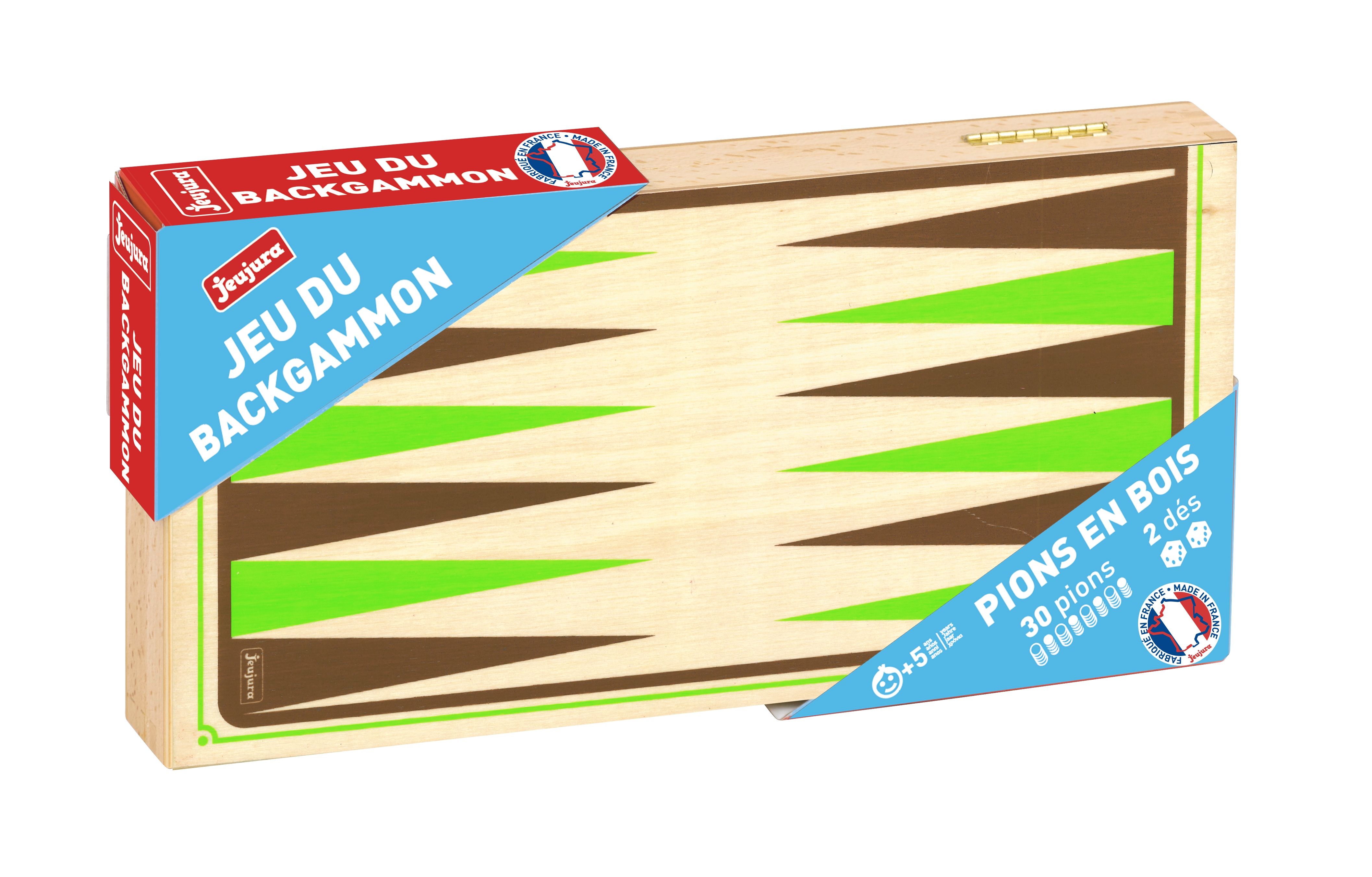 Jeu de backgammon coffret pliant en bois Jeujura