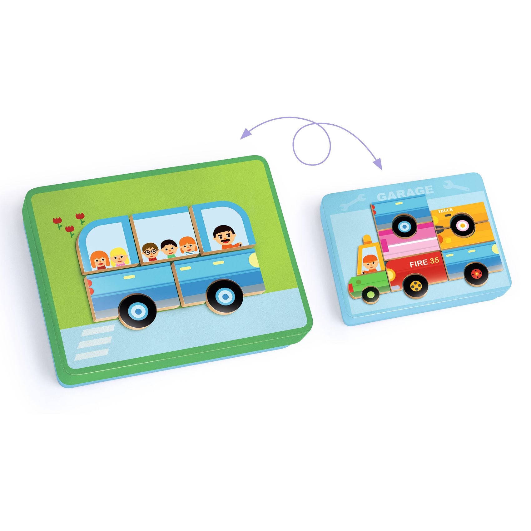 Jeu magnetique Mix et match Vehicules Djeco