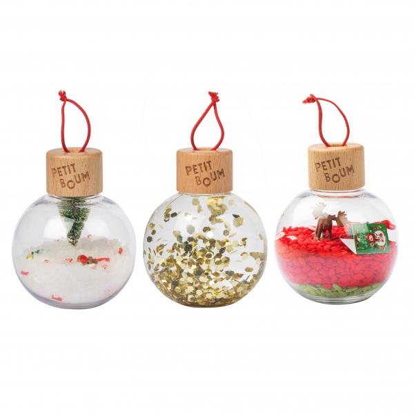 Lot de 3 Boules de Noel sensorielles Petit boum