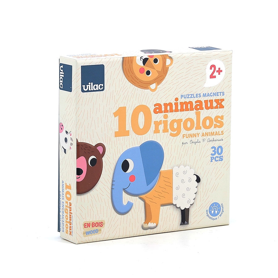 Magnets en bois 10 animaux rigolos Vilac