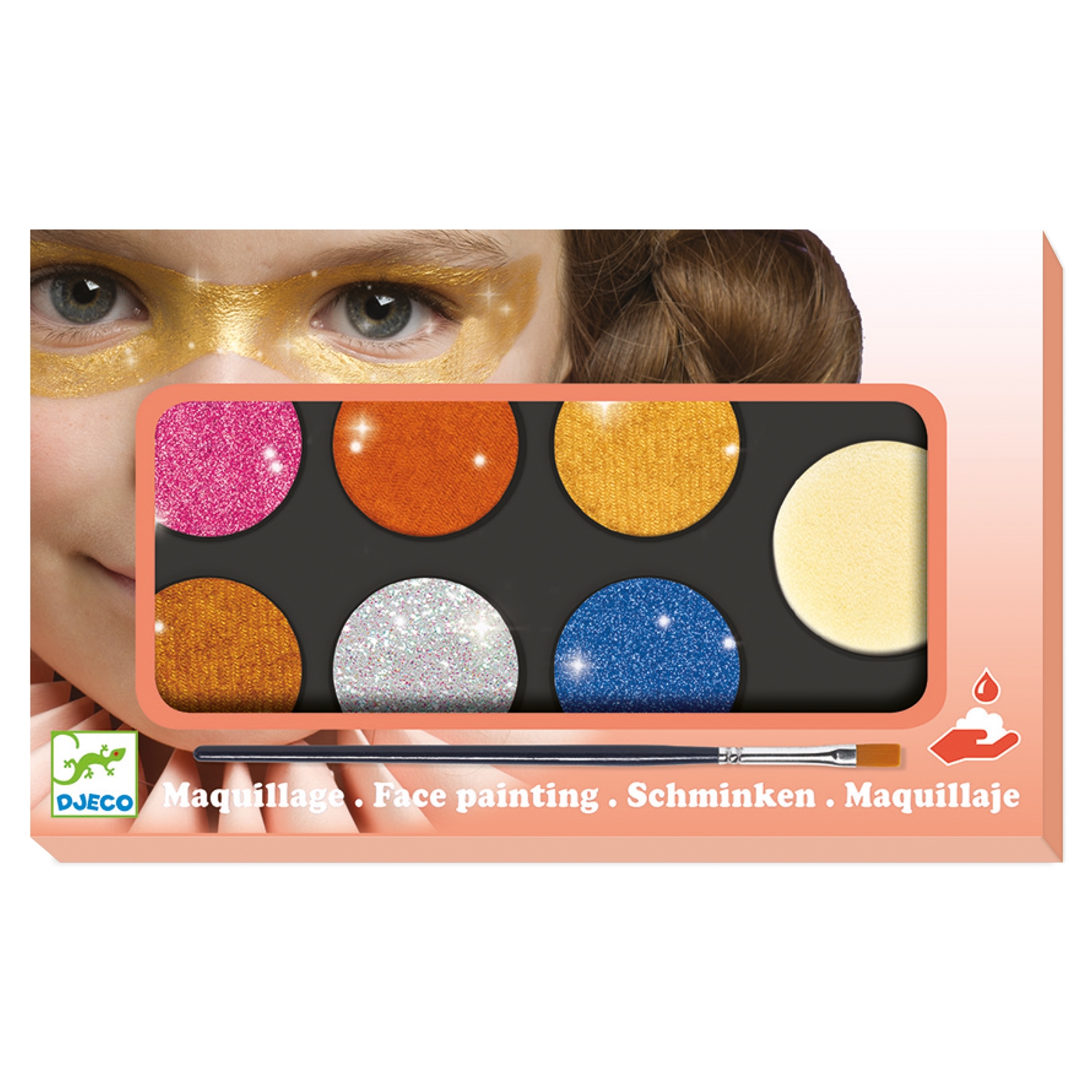 Maquillage palette et accessoires 6 couleurs effet metal Djeco