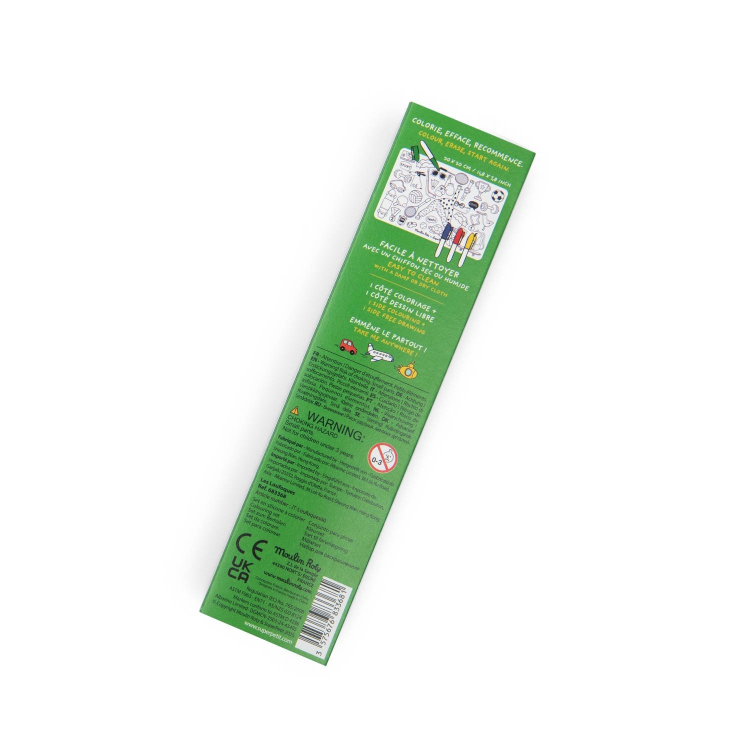 Mini set en silicone a colorier  4 crayons Les Loufoques Moulin Roty