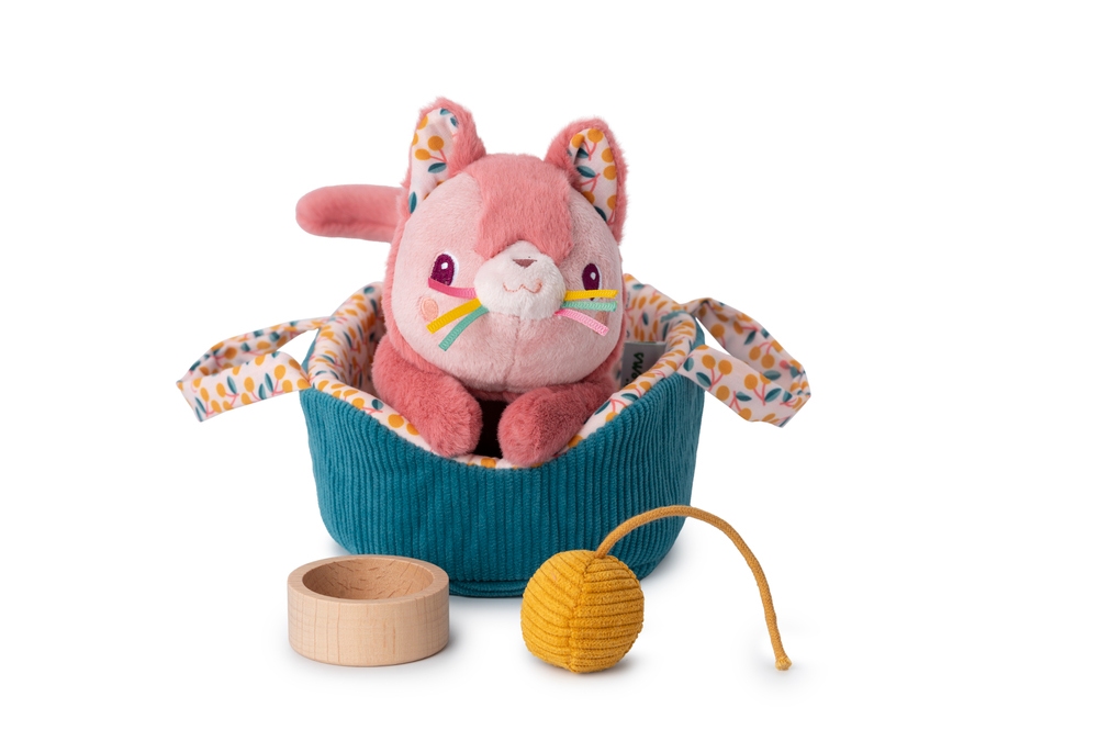 Peluche Jeanne le chat et son panier Lilliputiens