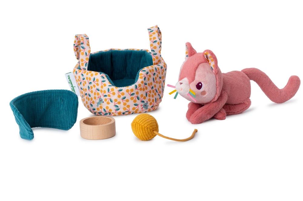 Peluche Jeanne le chat et son panier Lilliputiens
