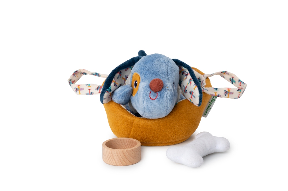 Peluche Jules le chien et son panier Lilliputiens