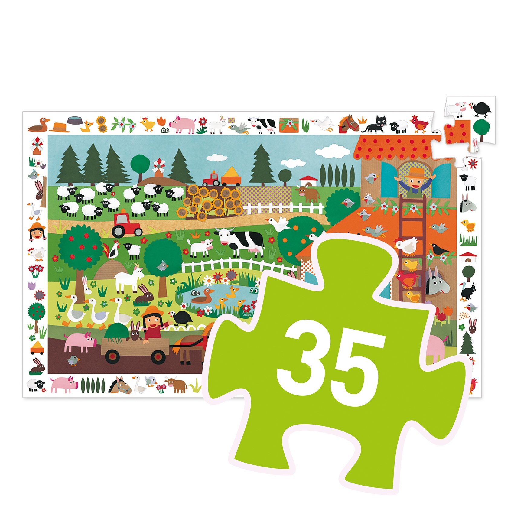 Puzzle d'observation Ferme 35 pcs Djeco