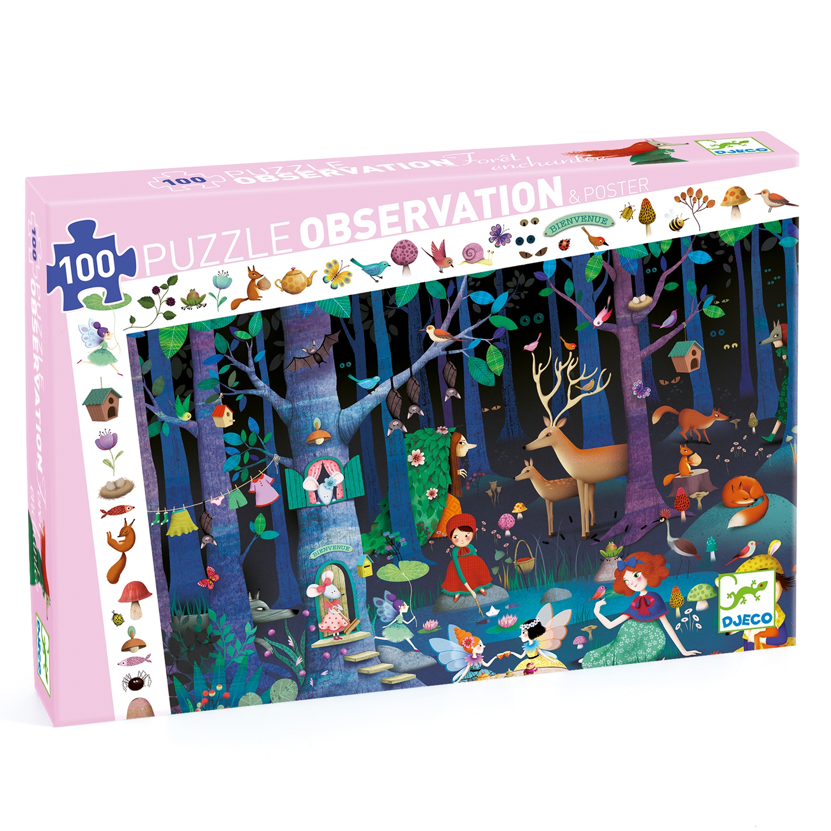 Puzzle d'observation la foret enchantee 100 pcs Djeco