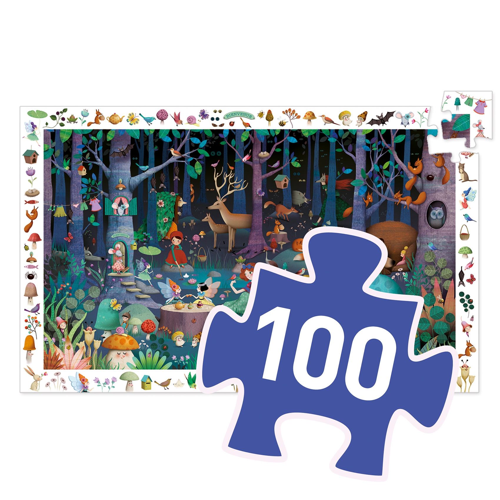 Puzzle d'observation la foret enchantee 100 pcs Djeco