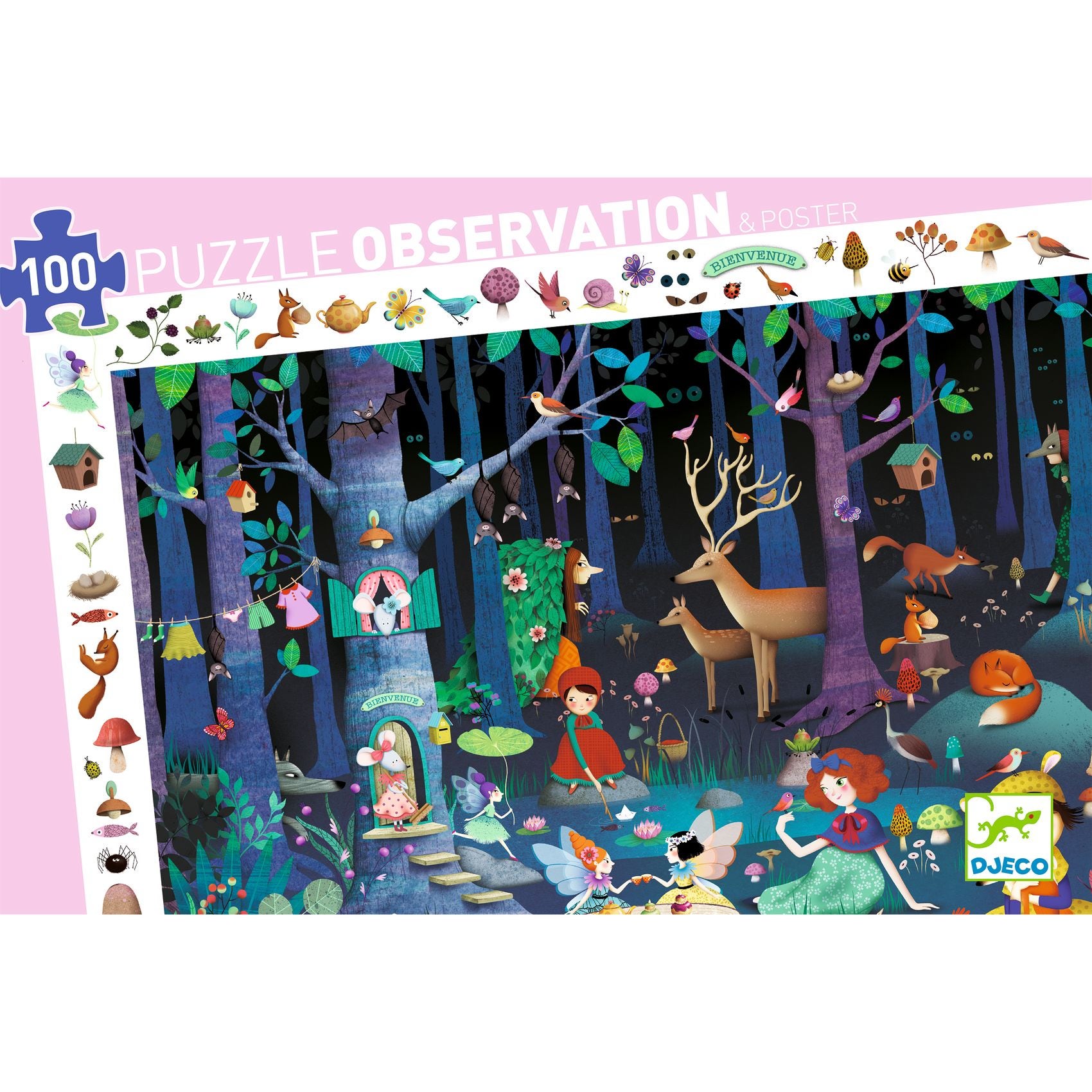 Puzzle d'observation la foret enchantee 100 pcs Djeco